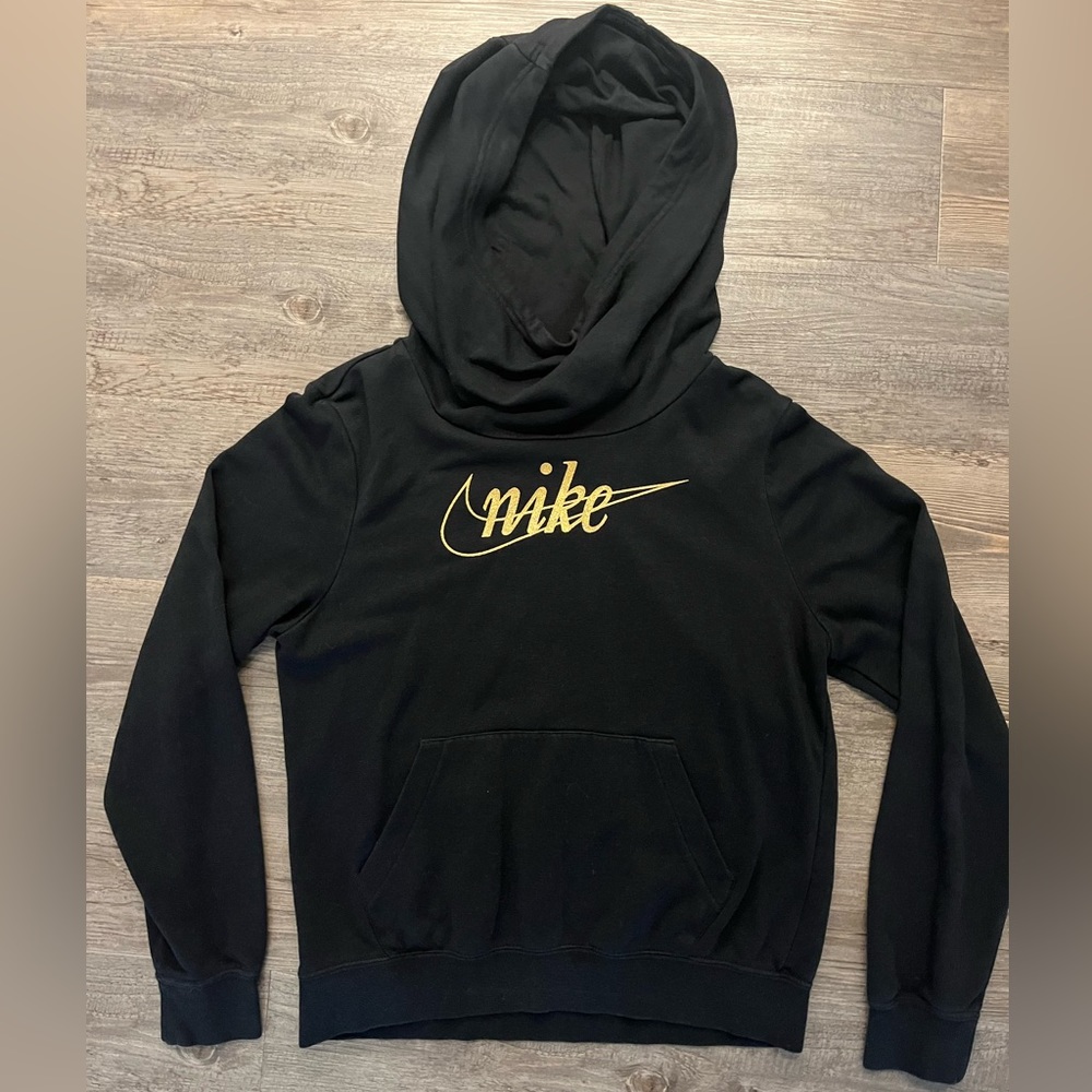 Black and gold nike scuba neck hoodie